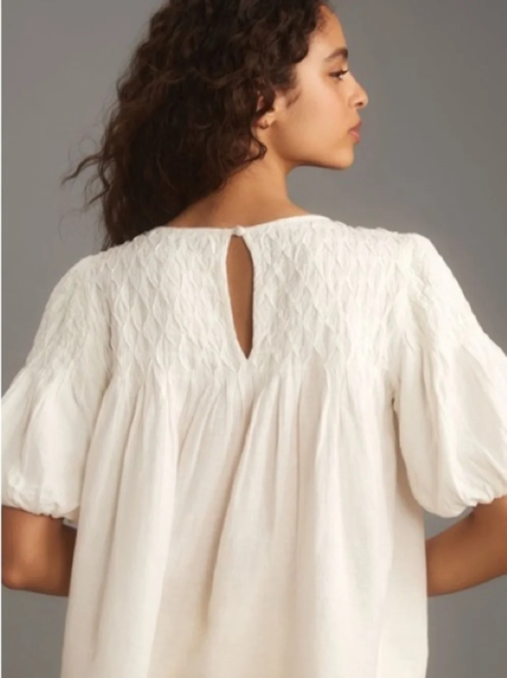 Liza Puff-Sleeve Linen Top